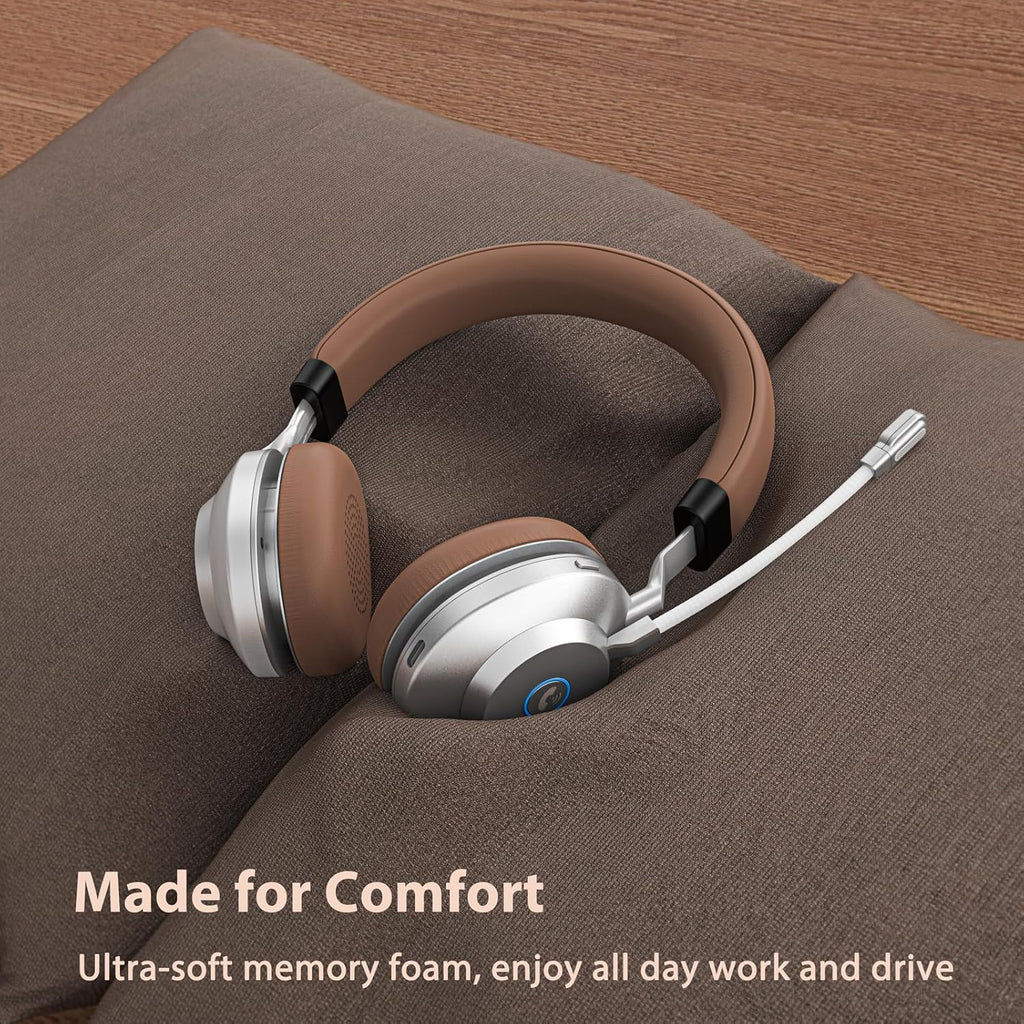 Earbay Wireless Headset with Mic for Work, Bluetooth Headset with Noise Cancelling Mic, V5.3 Lightweight Wireless Headphones with USB Dongle, Charging Base & Mic Mute for PC/Laptop/Phones/Call Center