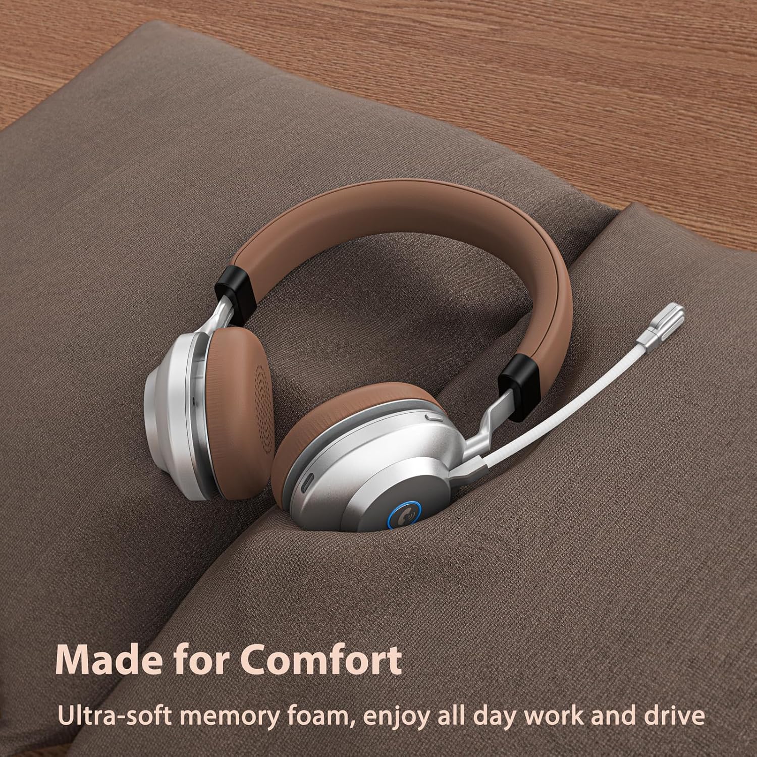 Earbay Wireless Headset with Mic for Work, Bluetooth Headset with Noise Cancelling Mic, V5.3 Lightweight Wireless Headphones with USB Dongle, Charging Base & Mic Mute for PC/Laptop/Phones/Call Center