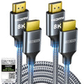 ARISKEEN 8K HDMI Cable 3FT 2-Pack, 48Gbps High Speed HDMI 2.1 Cable, 8K 60Hz, 4K 120Hz 144Hz Support for HDR 10, HDCP 2.2 2.3, eARC, DTS:X, Braided HDMI Cord Compatible with Laptop/HDTV - 3 Feet