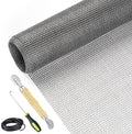 Screen Repair Kit Easy DIY Project 36" x 90" Fiberglass Screen Mesh with Rolling Tool and Screen Retainer Spline Screen Replacement kit for Windows Sliding Doors and Patio Screens (36" x 90", Gray)