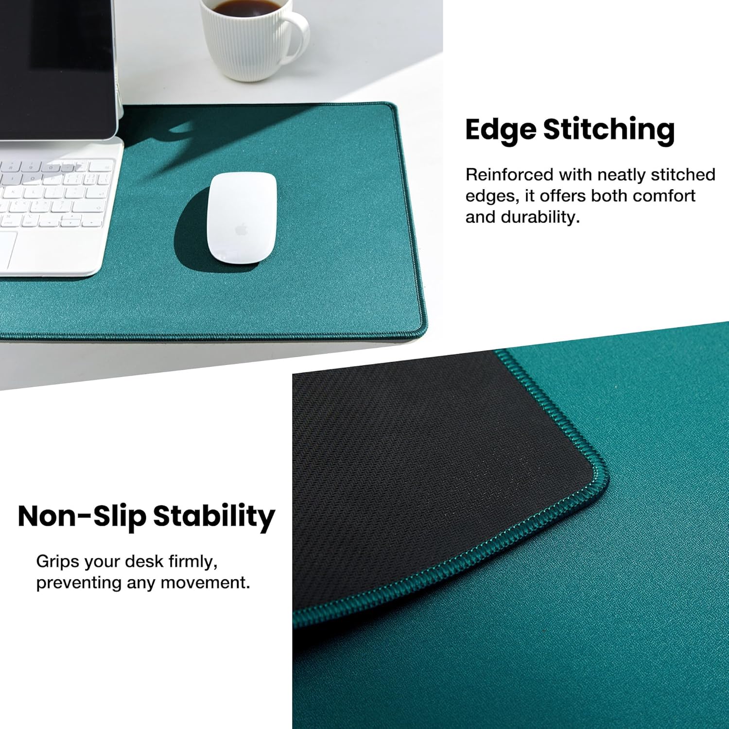 ALOANES Waterproof Mouse Pad, XL Gaming Keyboard Pad with Anti-Slip Base, Grain Jacquard Surface, Extend Desk pad for Gamer, Office & Home, Green Mousepad 31.5''x 11.8''x 0.12''