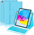 YBING Keyboard Case for iPad 10th Gen 10.9 inch(2022) & 11th Gen(A16, 2025), 360 Rotation Magnetic Cover with 7-Color Backlit Wireless Detachable Keypad with Pencil Holder for iPad 11th/10 Gen (Blue)