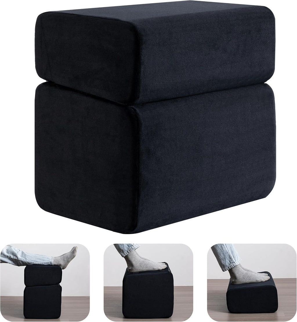 Ganondorf Foot Rest for Under Desk at Work Adjustable Foot Rest Under Desk Ergonomic Foot Stools for Under Office Desk Leg Pillow for Underdesk Footrest with Washable Cover, Black