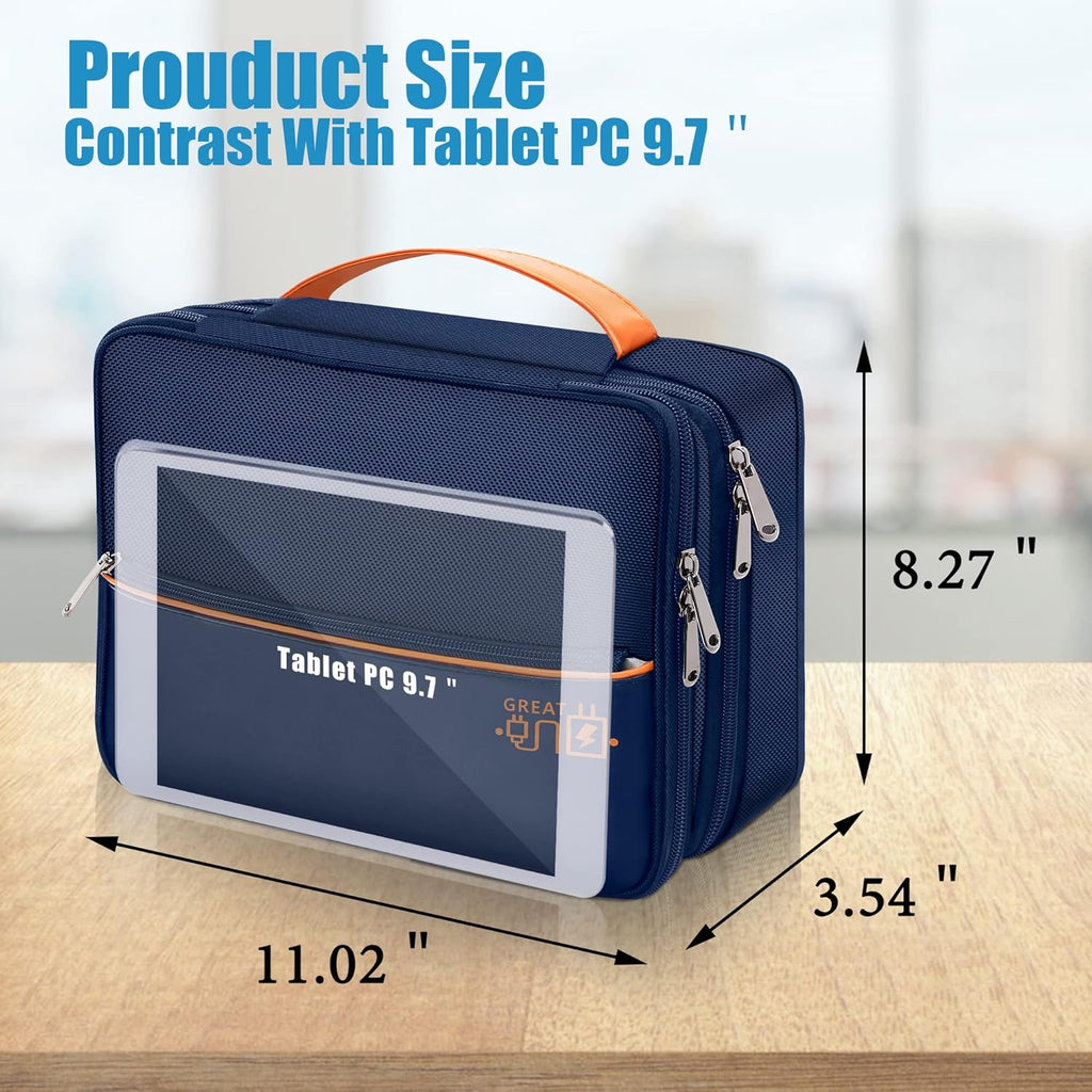 SELLYFELLY Electronics Travel Organizer, Double Layer Cable Organizer Bag Watreproof Electronics Accessories Storage Bag for Cord, Charger, Phone, Power Bank, Hard Drive