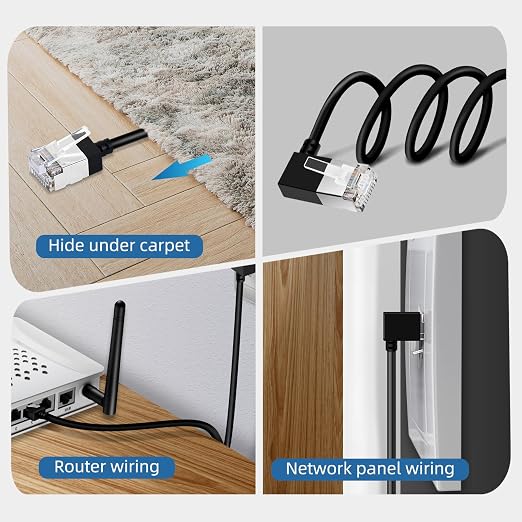 Ultra Thin Cat 6A Ethernet Cable 90° Degree Right Angled 3.3 Feet 2Pack - Image 4