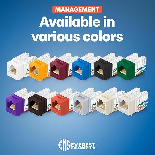 Everest 90° Angled RJ45 Cat6 Keystone Jacks 10-Pack in Red - Image 7