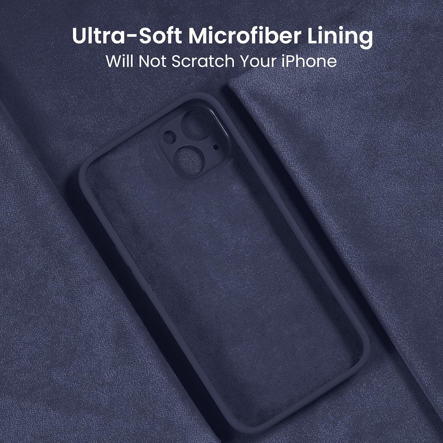 FireNova Designed for iPhone 15 Plus Case, Silicone [Camera Protection] Case with [2 Screen Protectors], Soft Anti-Scratch Microfiber Lining Inside, 6.7 inch, Navy Blue