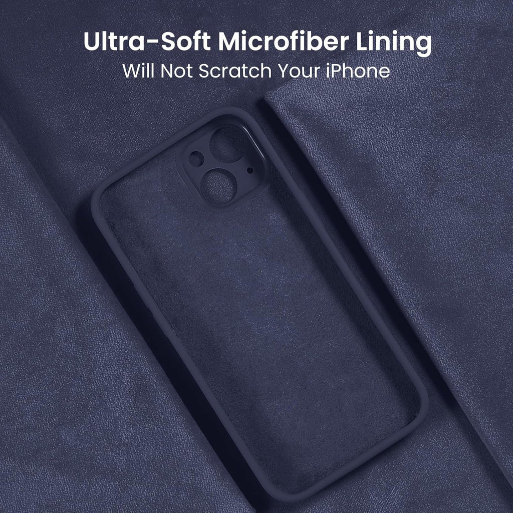 FireNova Designed for iPhone 15 Case, Silicone Upgraded [Camera Protection] Phone Case with [2 Screen Protectors], Soft Anti-Scratch Microfiber Lining Inside, 6.1 inch, Navy Blue