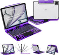 iPad Keyboard Case for iPad 10th Gen (2022) & 11th (A16, 2025), Magic Wireless Keyboard with Trackpad 7 Color Backlit 360° Rotating Stand Transparent Protective Cover with Pencil Holder (Purple)