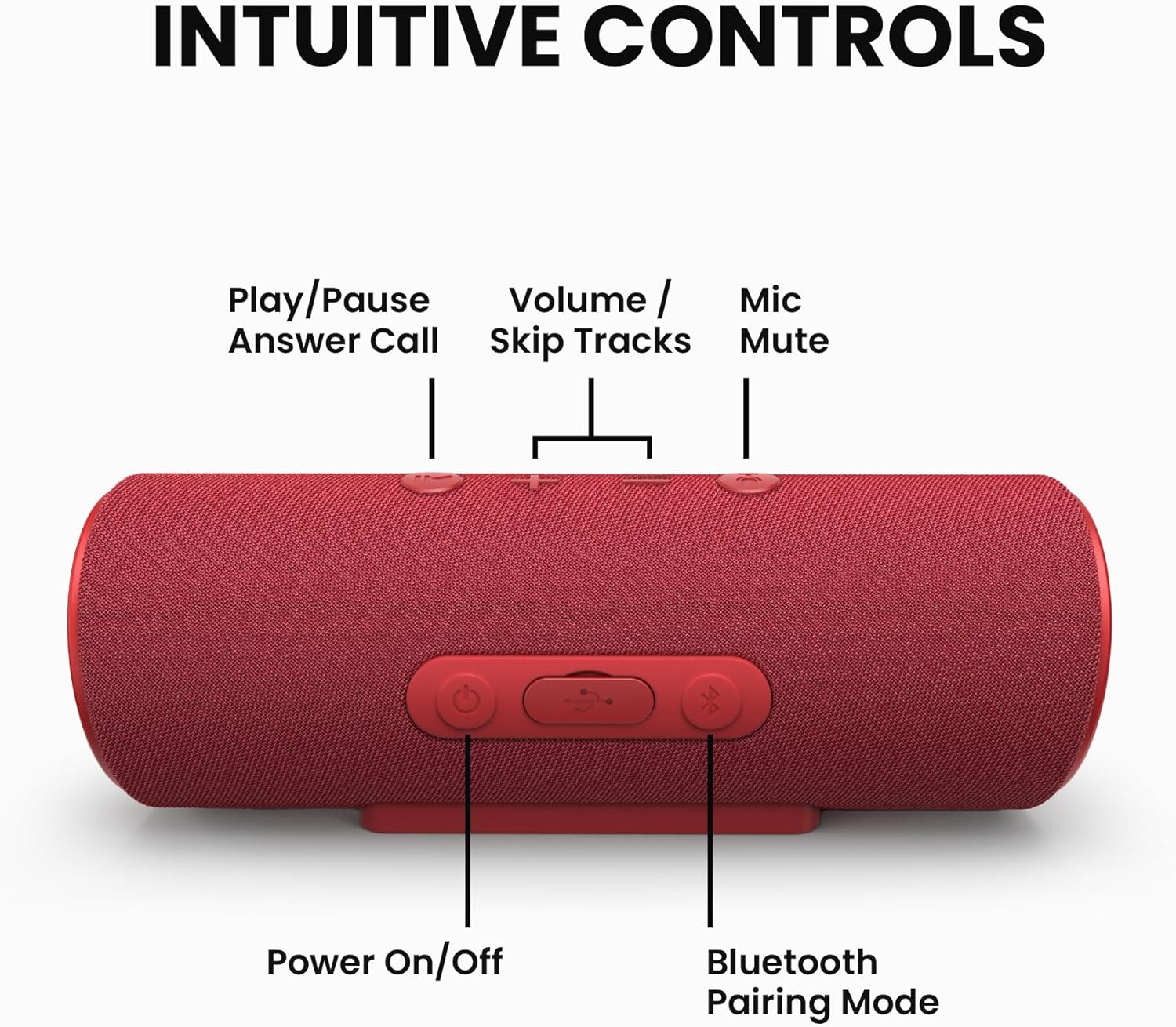 Cleer Scene Portable Bluetooth Speaker,IPX7 Waterproof,Powerful Sound and Deep Bass,Built-in Echo and Noise Canceling Microphone,12 Hours Battery,for Office,Home,Outdoors and Travel-Red