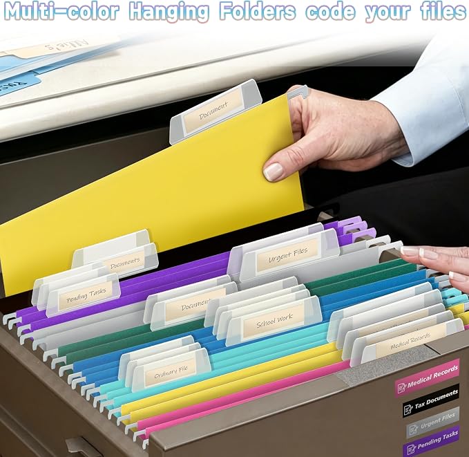 50 Packs Hanging File Folders Black, Letter Size 8.5x11, Hanging File Folders - Image 6