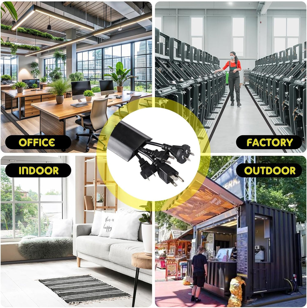 Pangda 20 FT Floor Cable Cover Heavy Duty Cord Cover Protector Power Cable Protector Soft Extension, Organize and Protect Wire on Floor for Home Office or Outdoor Settings (Black)