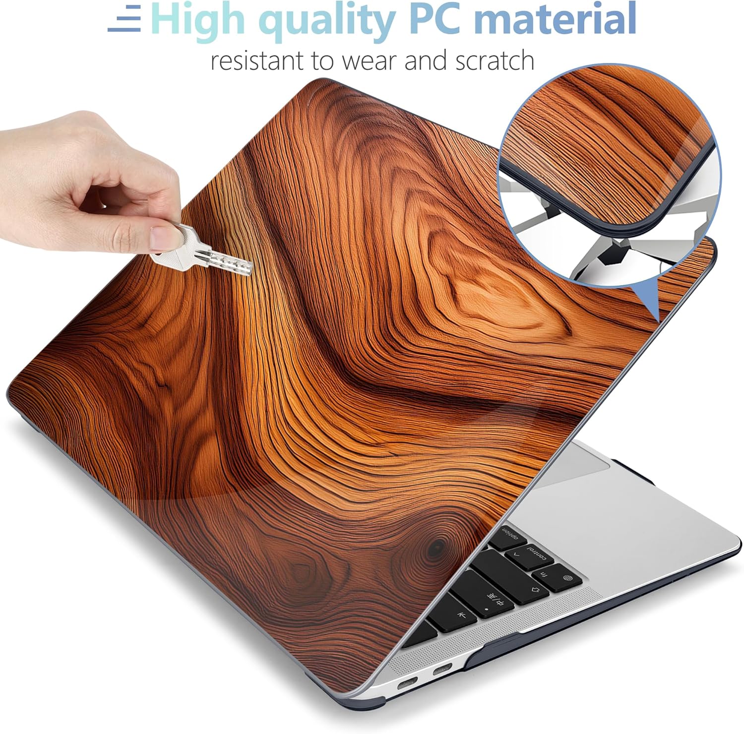 MEEgoodo for MacBook Air 13.3 inch Case 2021 2020 2019 2018 A2337 M1 A2179 A1932, Laptop Shell for MacBook Air M1 with Keyboard Webcam Cover & Trackpad Film & Type C Adapter,Tree Rings