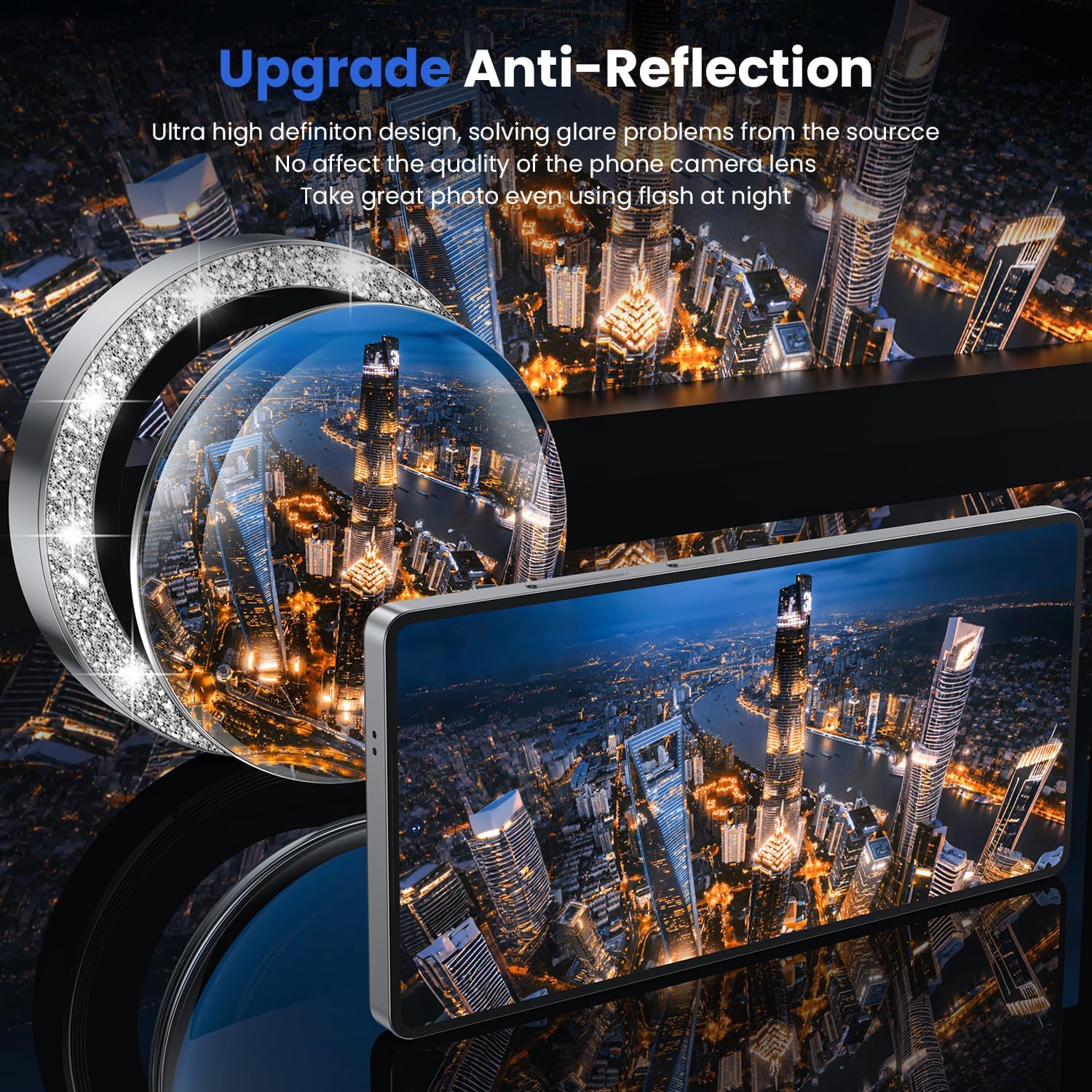 WSKEN for Samsung Galaxy S25 Ultra Camera Lens Protector - Ultra Thin Case Friendly, 9H Shatterproof Tempered Glass with Aluminum Metal Circle Camera Screen Protector Cover Accessories, Glitter
