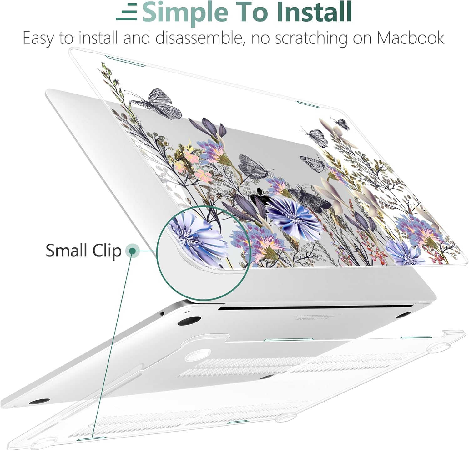 TWOLSKOO Compatible with MacBook Pro 13 inch Case 2023-2016 A2338 M2/M1 A2251 A2289 A2159 A1989 A1706, Plastic Hard Shell Cover & Keyboard Skin & Screen Protector, Garden Flower