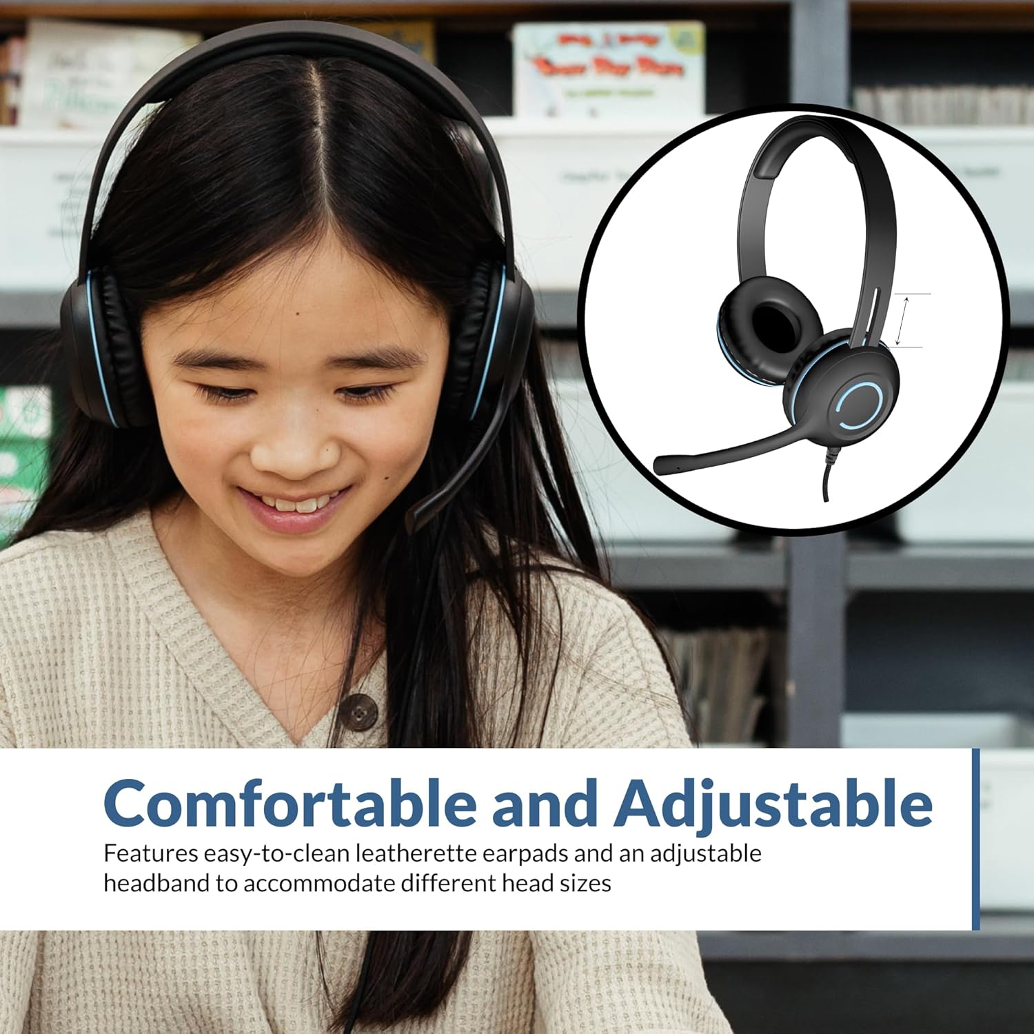 Cyber Acoustics USB Stereo Headset (AC-5008-5) – Durable, Crisp, and Clear Communication in Classrooms and at Home - 5 Pack