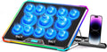 Gaming Laptop Cooler with 13 Ultra Quiet Fans, LCD Screen and Multi Color RGB - 10 Lighting Modes, 9 Adjustable Heights, Dual USB Ports, Built in Phone Holder for 15 to 21 Inch Laptops on Desk or Lap