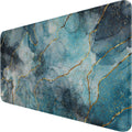 Large Gaming Mouse Pad with Stitched Edges, (31.5X15.7In) Durable Non-Slip Natural Rubber Base, Waterproof Computer Keyboard Pad Mat for Esports Pros/Gamer/Desktop/Office/Home- Marble Blue