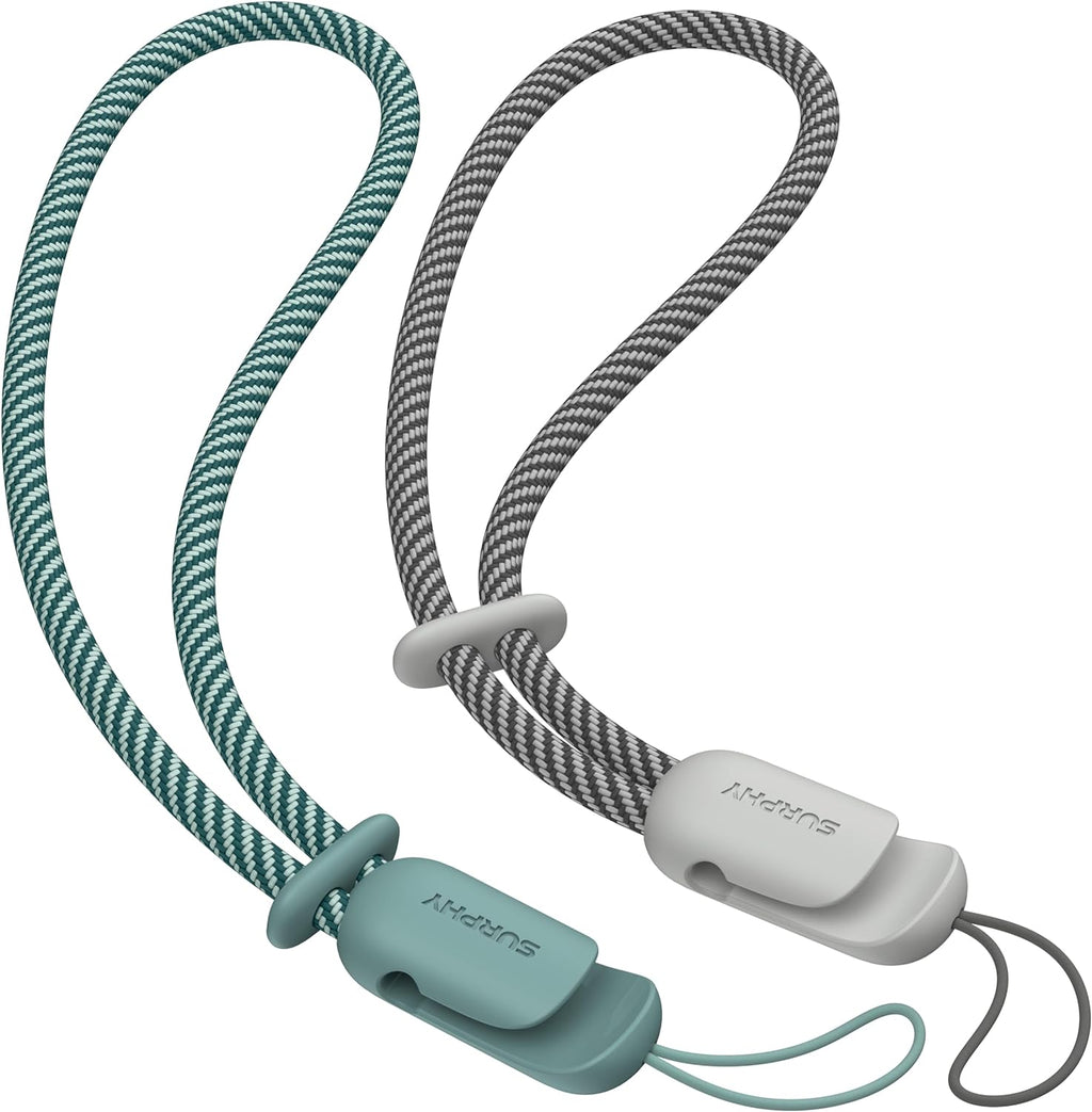 SURPHY 2 Pack Phone Lanyard for Cellphone Case, Phone Wrist Strap for Case, Cellphone Strap with 2-Color Braided, Charm Wrist Lanyard for Women and Men, Green & Gray