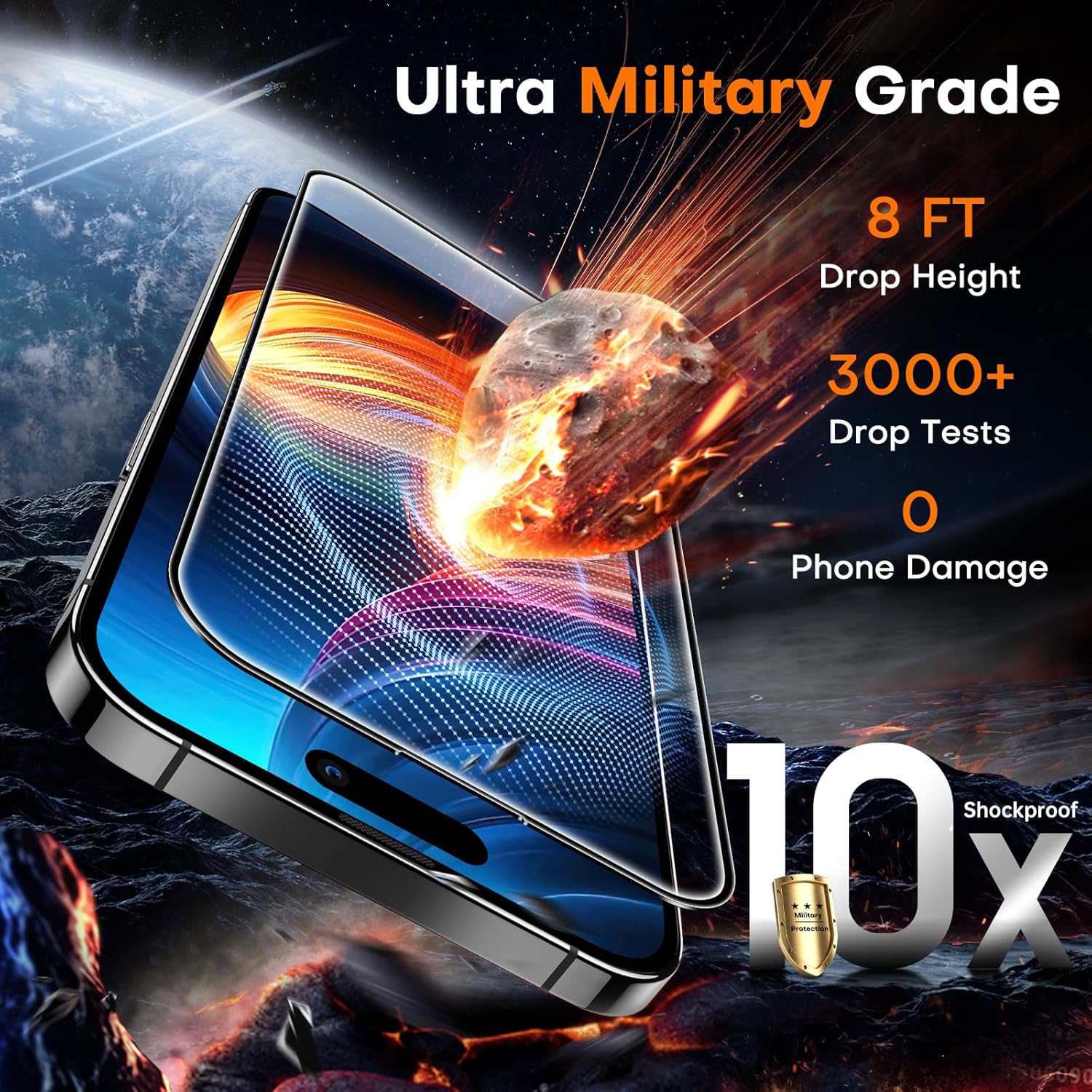TOCOL for iPhone 16 Screen Protector 9H Hardness Military Grade Shatterproof HD Tempered Glass Full Coverage Easy Installation Case Friendly 2 Pack