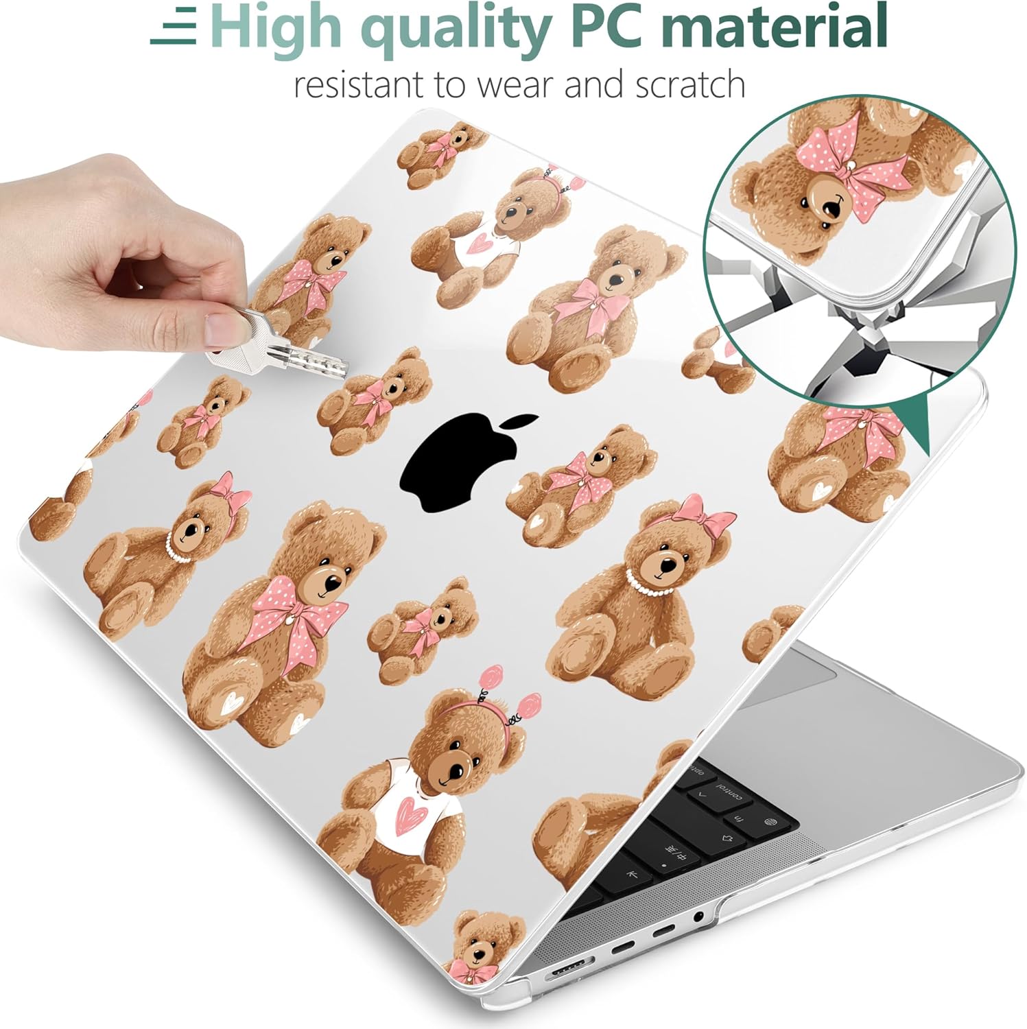 DONGKE for M4 MacBook Pro 16 Inch Case 2024 2023 2021 A3403 A3186 M3 A2991 M2 A2780 M1 A2485 Pro/Max Chip, Plastic Hard Shell Case & Keyboard Cover for Mac Pro 16 with Touch ID, Cartoon Bears