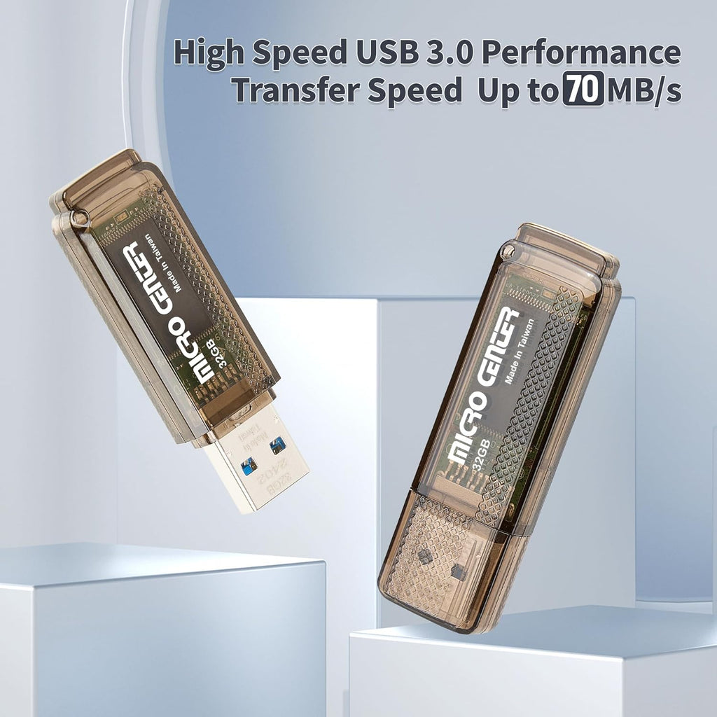INLAND Micro Center Super Speed 20 Pack 32GB USB 3.0 Flash Drive Memory Stick Thumb Drive Data Storage Jump Drive Bulk, Much Faster Than USB2.0 Flash Drive, Brown