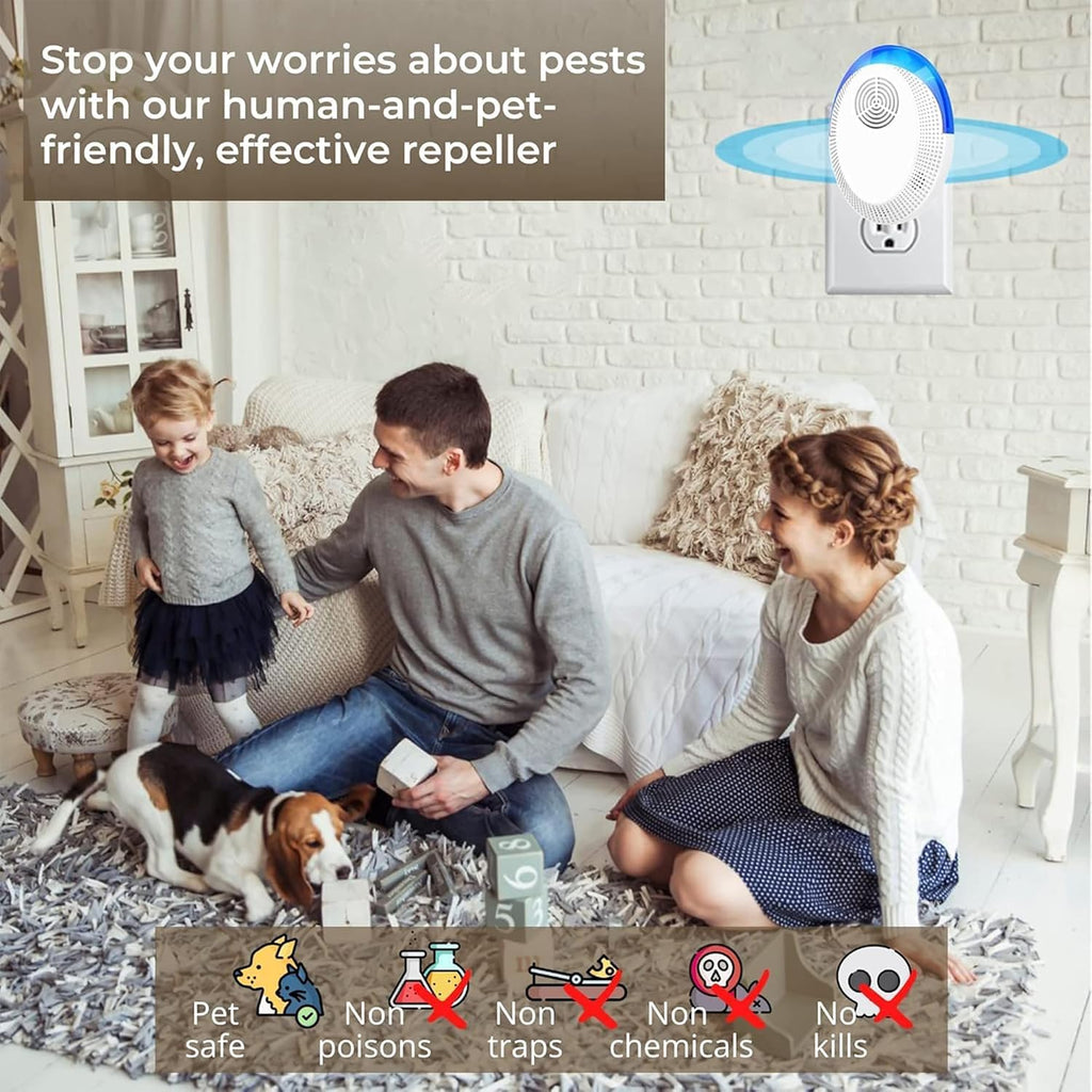 Ultrasonic Pest Repeller Mice Repellent Indoor Pest Repellent Ultrasonic Plug in, Mouse Deterrent, Pest Control for Spiders, Roaches, Insects (6 Pack)