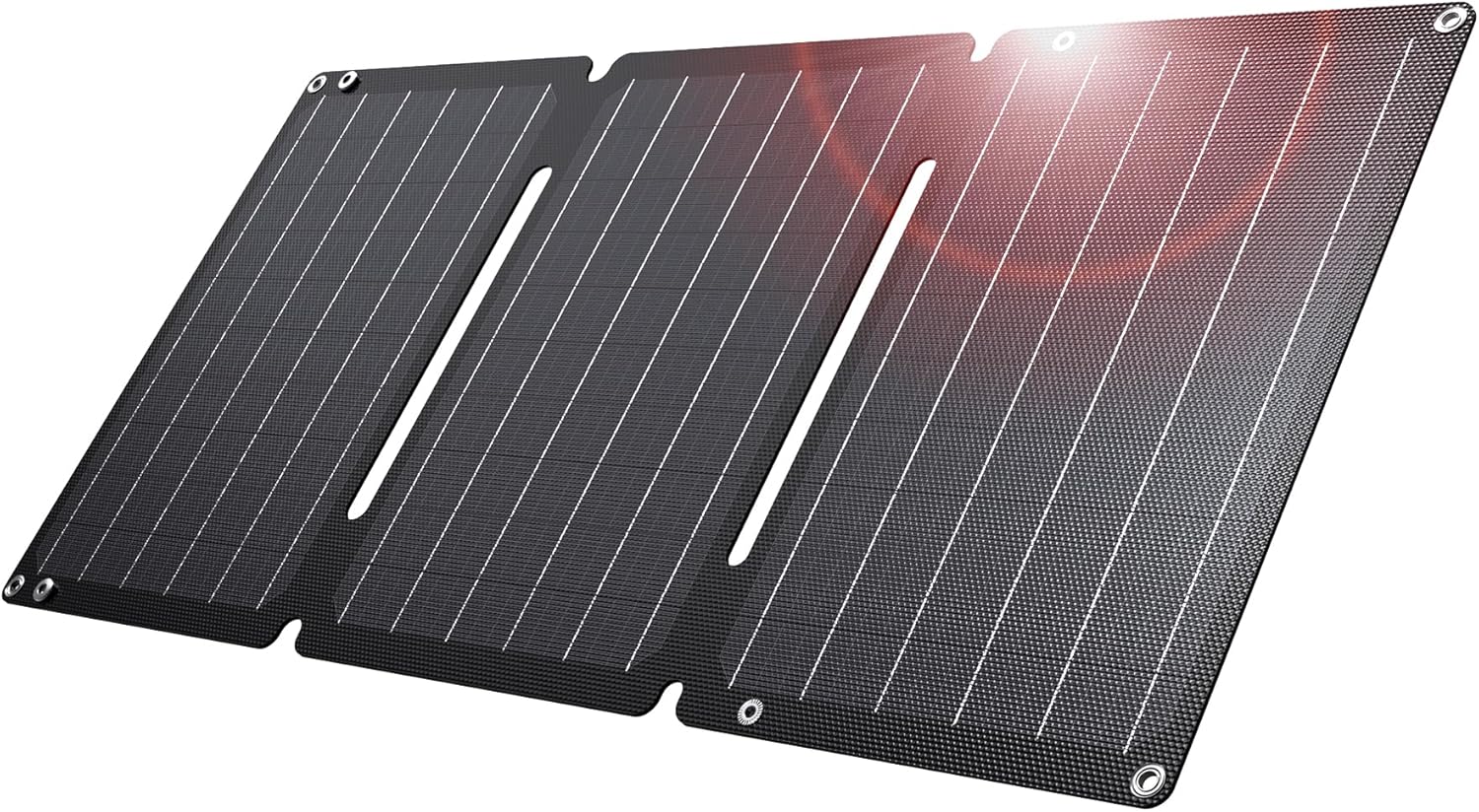 [Upgraded] BigBlue 30W Solar Panel Charger with Fast Charging USB-A and USB-C, DC Ports, SolarPowa 30 Portable Solar Panel, IP68 Waterproof, Compatible with iPhone, Samsung, iPad, Small Power Station