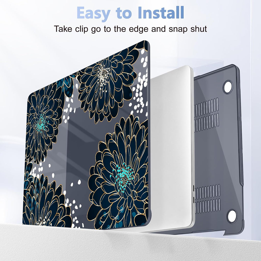 Case for MacBook Pro 13 inch with/Without Touch Bar (2016-2022, M2 A2338 M1 A2289 A2251 A2159 A1989 A1706 A1708), Hard Shell + Keyboard Cover + Dust Plug, Luxury Floral