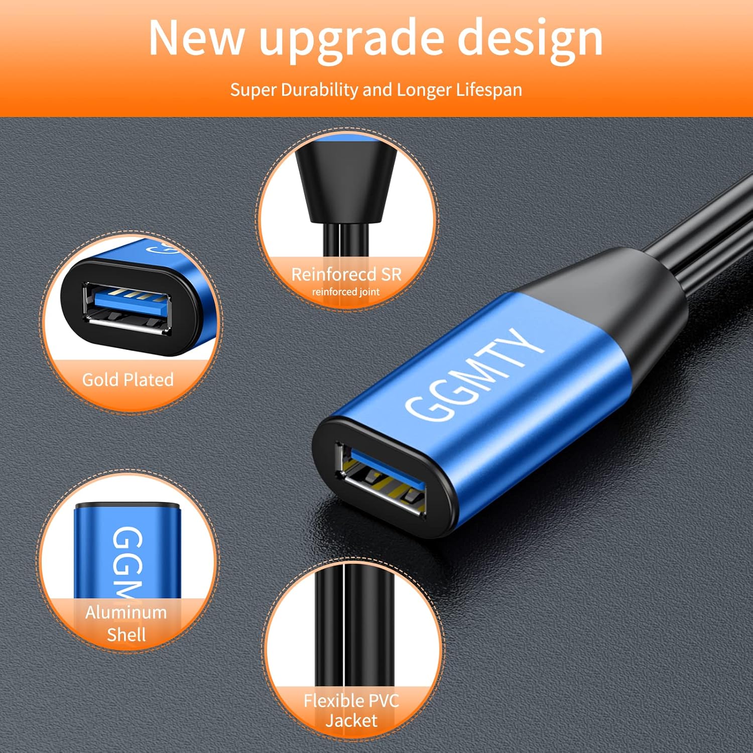 USB 2.0 Type A Male to A Female Active Repeater Extension Cable 65ft, High Speed 480 Mbps
