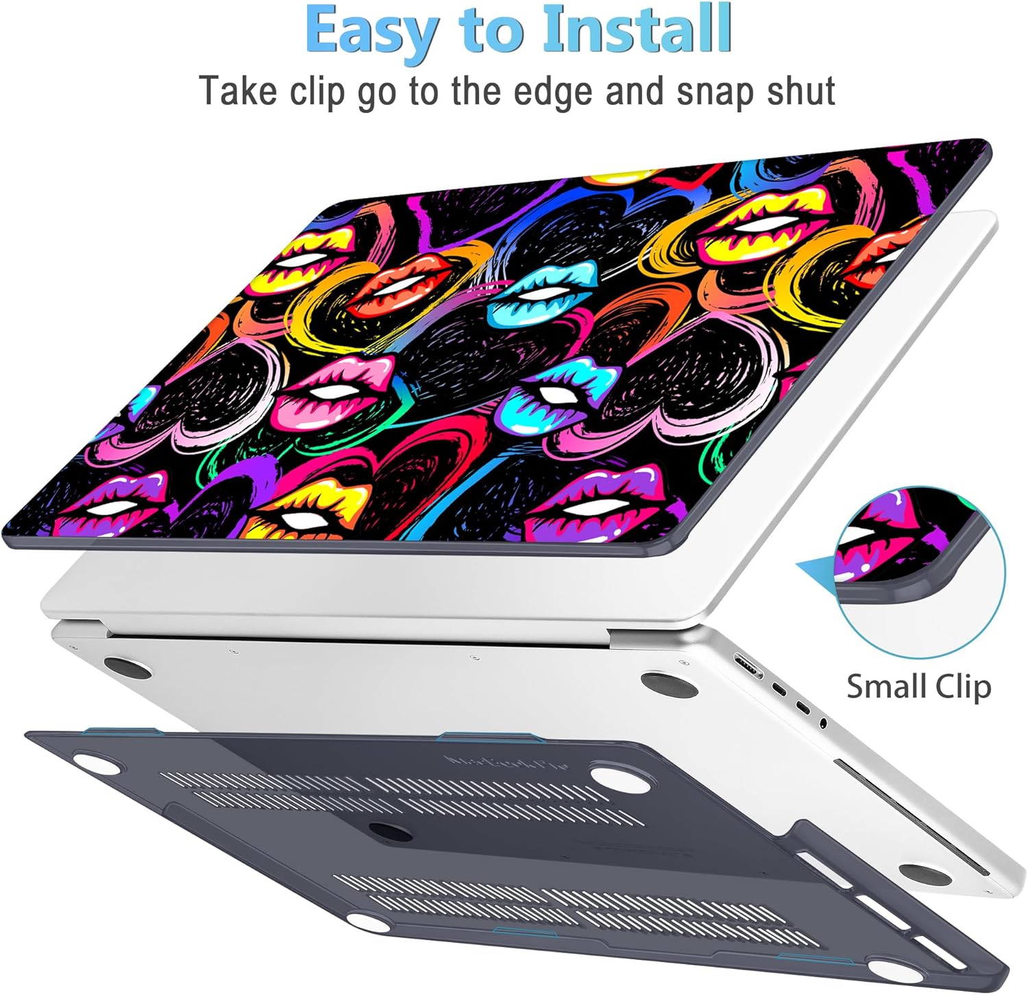 Mektron Case for 2025 MacBook Pro 16" M4 A3403 A3186 M3 A2991 M2 A2780 M1 A2485 (2021/2023/2024) Pro/Max with Touch ID, Hard Shell Plastic Laptop Cover Keyboard Cover Screen Protector, Colorful Lips
