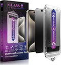 2 Pack Matte Privacy Screen Protector for iPhone 15 Pro Max 6.7-Inch Auto Dust Removal, No Bubbles,Anti-Spy Tempered Glass Film, Easy Installation