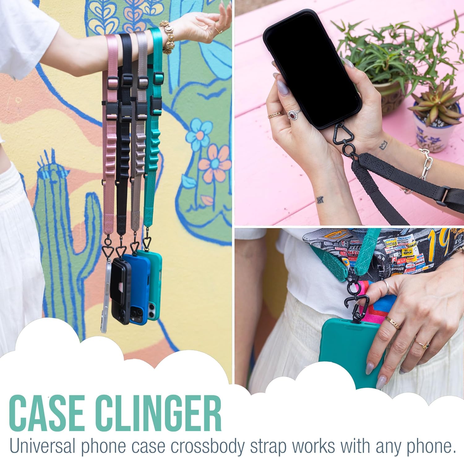 Smartish Phone Lanyard - Case Clinger - Universal iPhone Holder w/Detachable Crossbody Shoulder Neck Strap w/Storage Loops, Fidlock, Insert for Phone Cases iPhone, Galaxy, Pixel- Mauve It or Lose It