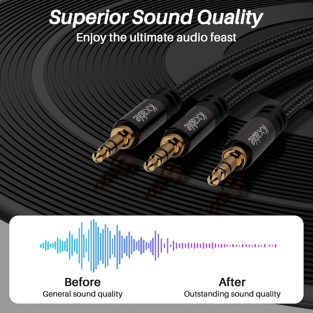 1/8 Inch TRS Stereo Y Splitter Cable 6FT, 3.5mm Male to 2-Male Y-Splitter Stereo Audio Cable, for Cell Phone PC Laptop, Speaker, Headphones, Suitable for Switching or Two Sets of Speakers