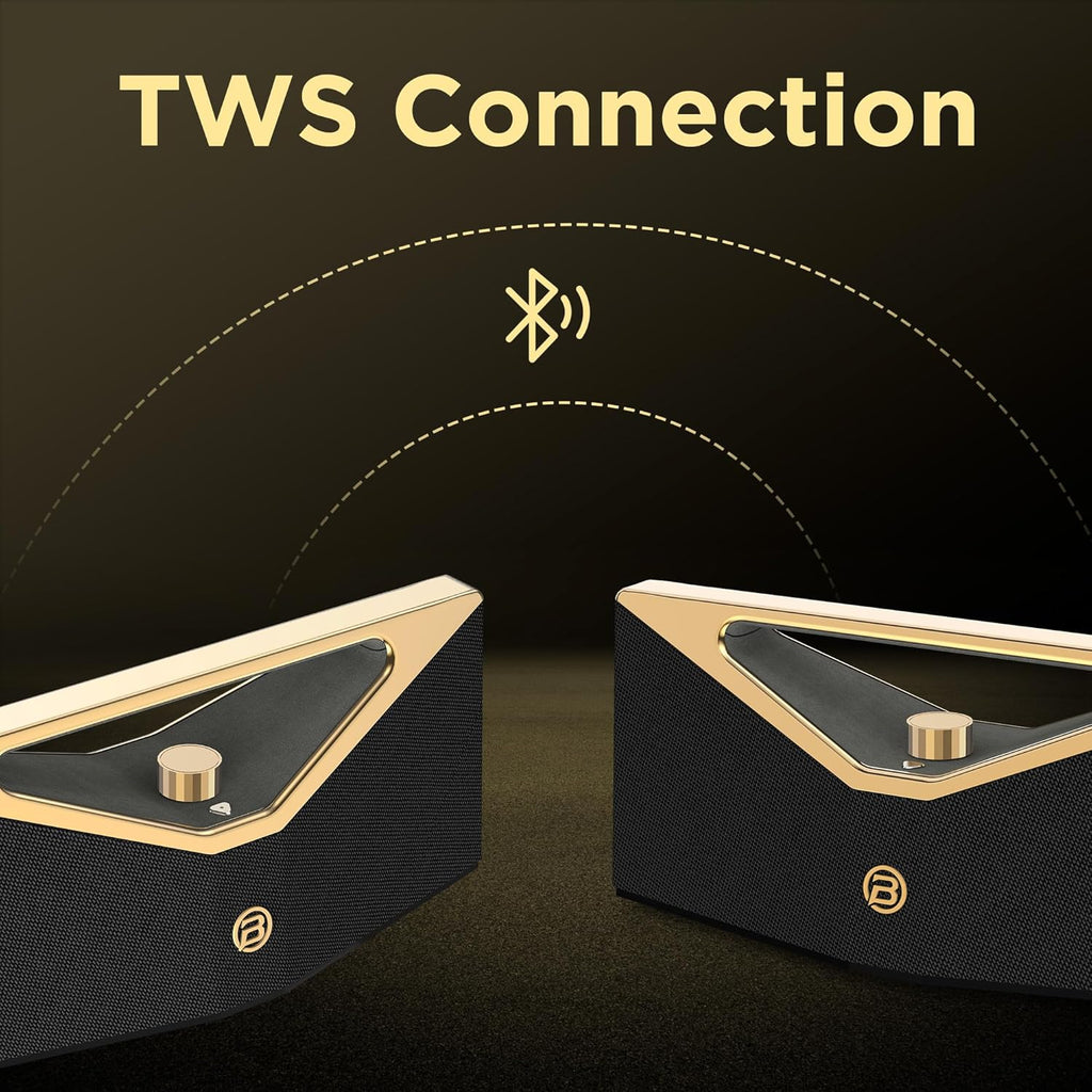 BUGANI Bluetooth Speaker Loud 160W,Waterproof Large Bluetooth Speaker Subwoofer Hi-Res Audio, 12H Playtime Party Outdoor Speakers for Camping, Beach, Golden
