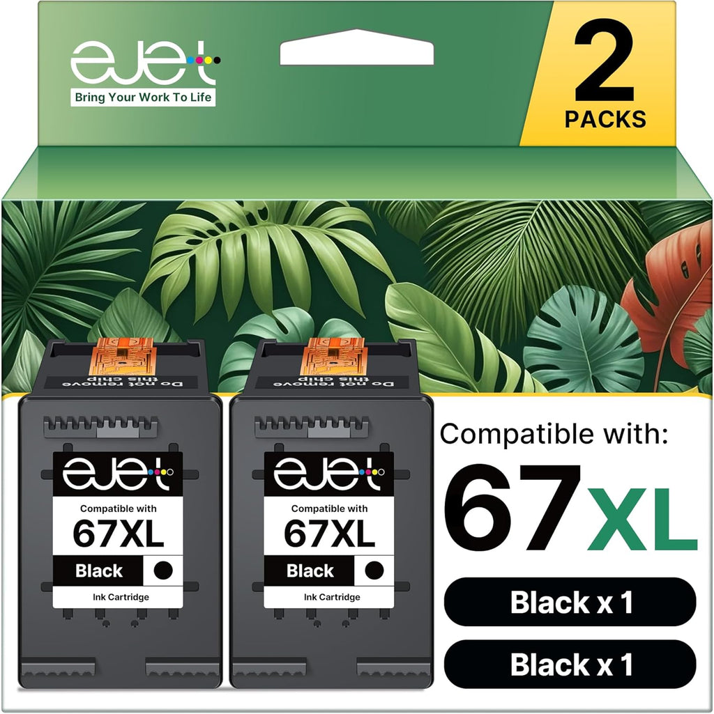67XL Ink Cartridge (2-Black) Compatible for HP Ink 67 for HP 67XL Black Ink Cartridge High Yield for Deskjet 2700 2700e 2755e 2855e 2800e 2852e 2827e 4100e 4155e 4255e Envy 6000 6055e 6455e Series