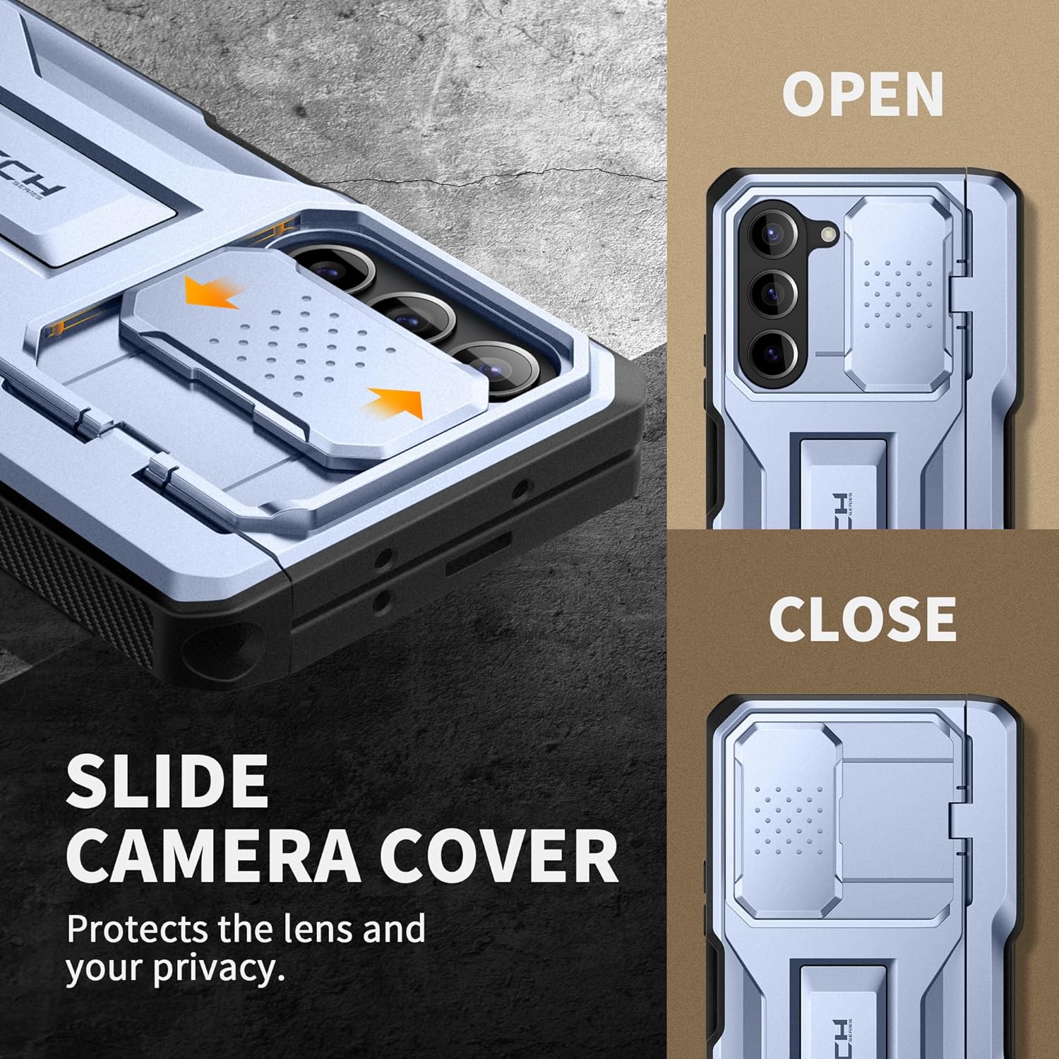 TONGATE for Z Fold 5 Case, [with S Pen Slot & Hinge Protection] [Tempered Glass Screen Protector] Full-Body Military Drop Phone Case for Samsung Galaxy Z Fold 5 with Kickstand & Belt Clip, ICY Blue