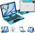iPad Keyboard Case for iPad 10th Gen (2022) & 11th (A16, 2025), Magic Wireless Keyboard with Trackpad 7 Color Backlit, 360° Rotating Stand Transparent Protective Cover with Pencil Holder (Cyan)