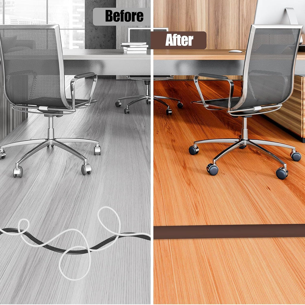 Floor Cord Cover Self Adhesive Cord Hider,10FT Cable Management, Extension Strip Protector for Wires, Prevent Cable Trips for Offices, Gyms, Exhibitions Cavity:0.47"(W) x 0.35"(H) Coffee