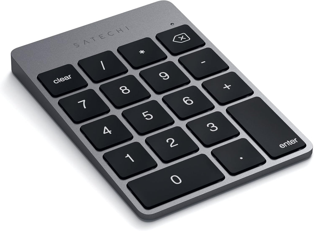 Satechi Slim Aluminum Bluetooth Keypad, Wireless Number Pad with 18 Keys, Micro USB Rechargeable Numpad, External Number Pad for MacBook Air/Pro M4, iPad Air/Pro M4/M3, iMac, PC - Space Gray