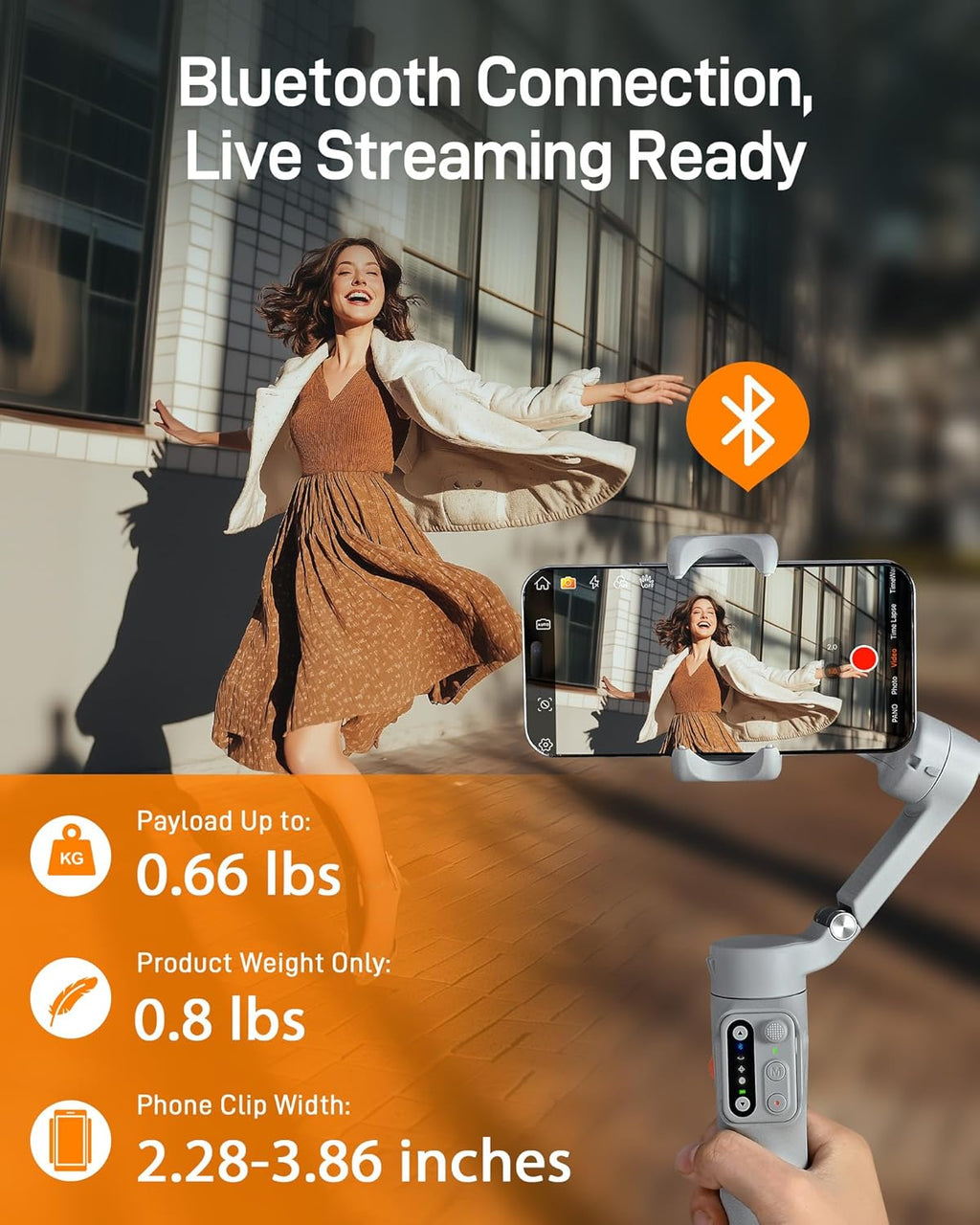 hohem iSteady X3 SE Gimbal Stabilizer for iPhone, Phone Stabilizer with Detachable Remote Control, Portable Foldable 3-Axis Phone Gimbal for Android & iPhone 16 15 Pro Max, Ideal for Travel Vlogging