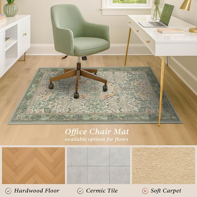 Sage Green 3x4 Office Chair Mat - Image 3