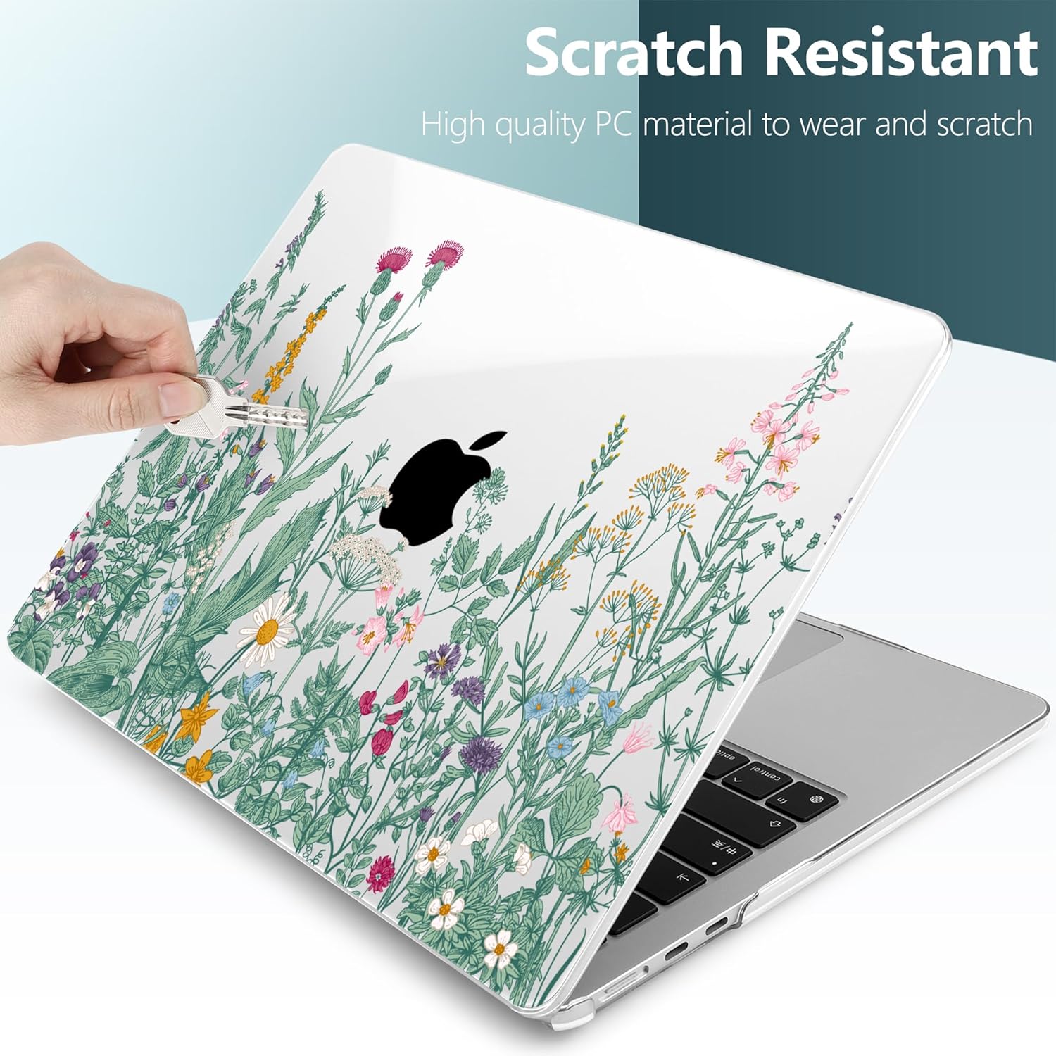 TWOLSKOO for M4 MacBook Air 13.6 inch Case 2025-2022 Release M4 A3240 M3 A3113 M2 A2681, Plastic Hard Shell & Screen Protector & Keyboard Cover & Trackpad Film, Botanical Illustration