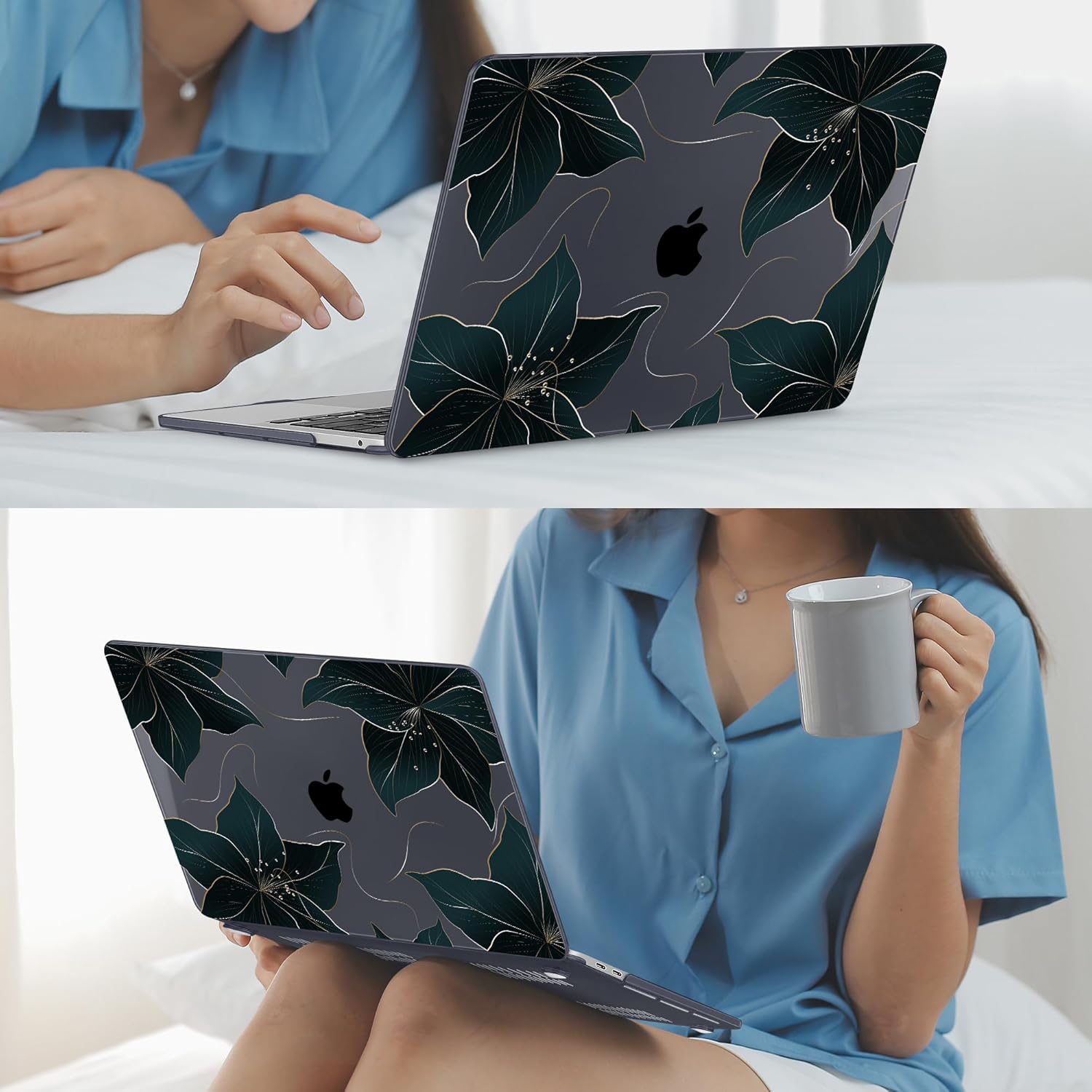 Mektron for MacBook Pro 13-inch Case 2022 2021 2020 Release A2338 M2 M1 A2289 A2251, Printed Plastic Hard Shell Cover for New MacBook Pro 13.3-inch Touch Bar Fits Touch ID，Floral C218
