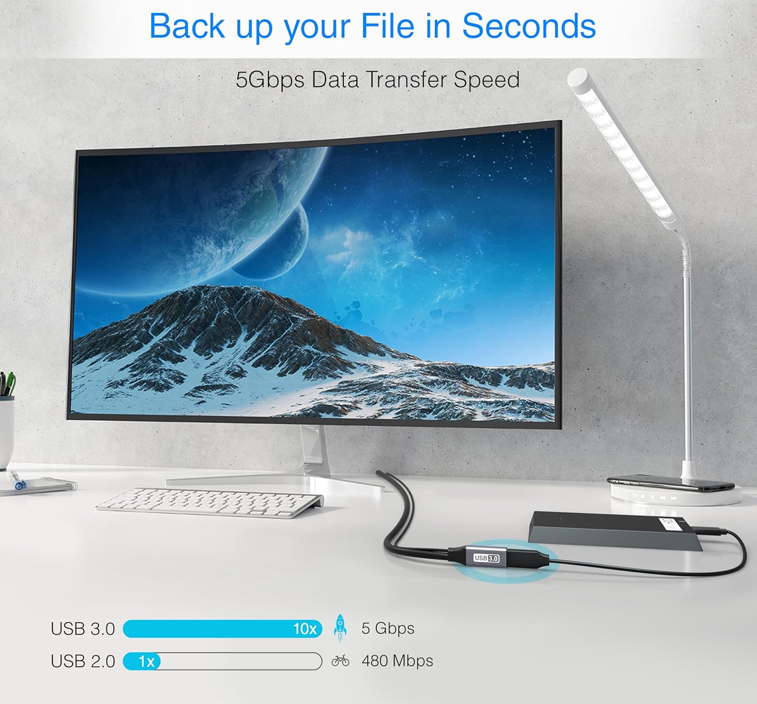 BlueRigger USB 3.0 Extension Cable (100FT, Active, 5Gbps, In-Wall CL3 Rated, Type A Male to Female Adapter Cord) - Long USB Repeater Extender for VR Headset, Printer, Hard Drive, Keyboard, Mouse, Xbox