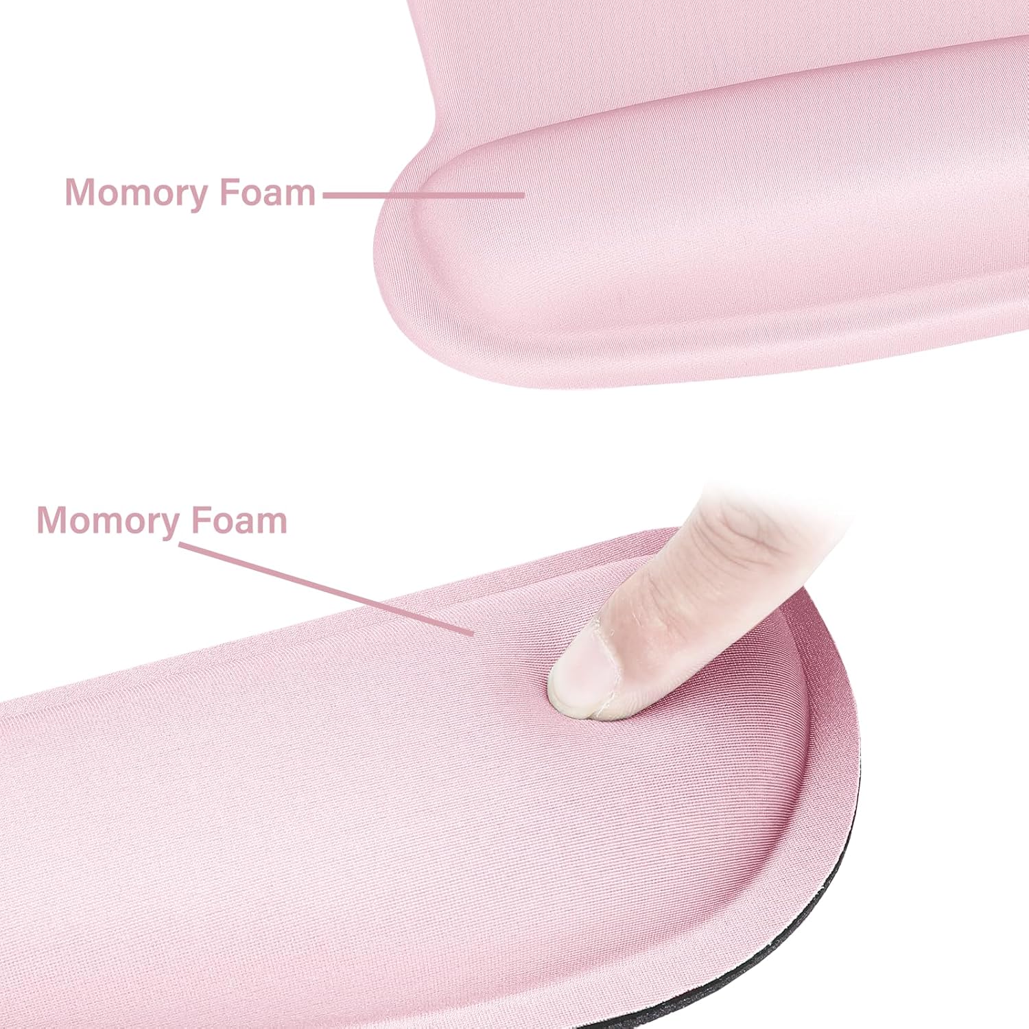 MOSISO Wrist Rest Support for Mouse Pad & Keyboard Set, Ergonomic Mousepad Non-Slip Base Home/Office Pain Relief & Easy Typing Cushion with Neoprene Cloth & Raised Memory Foam, Rose Pink