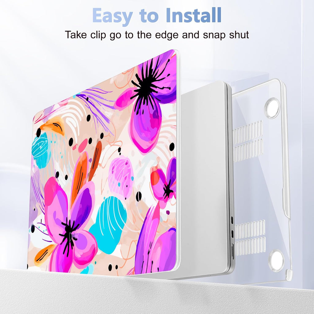 Case for MacBook Air 15 Inch 2025 2024 2023 Release M4 A3241 M3 A3114 M2 A2941, Hard Shell with Screen Protector & Keyboard Cover, Compatible with Touch ID, Trendy Floral