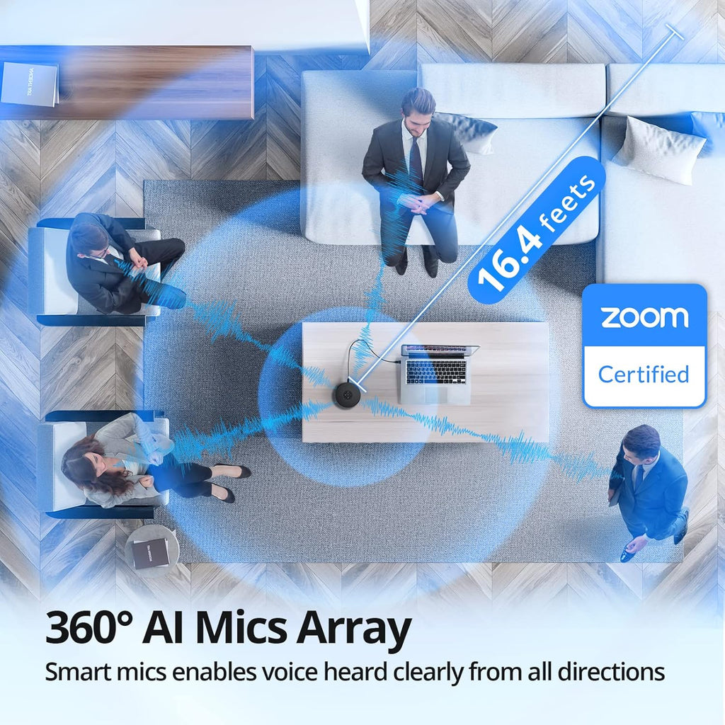 EMEET USB Speakerphone, M1A Zoom Certified AI Mics 360°Voice Pickup USB Type C-A Plug&Play Computer Speakers with Microphone, Fast Mute Noise Reduction Echo Cancellation for 5-8 People for Zoom Teams