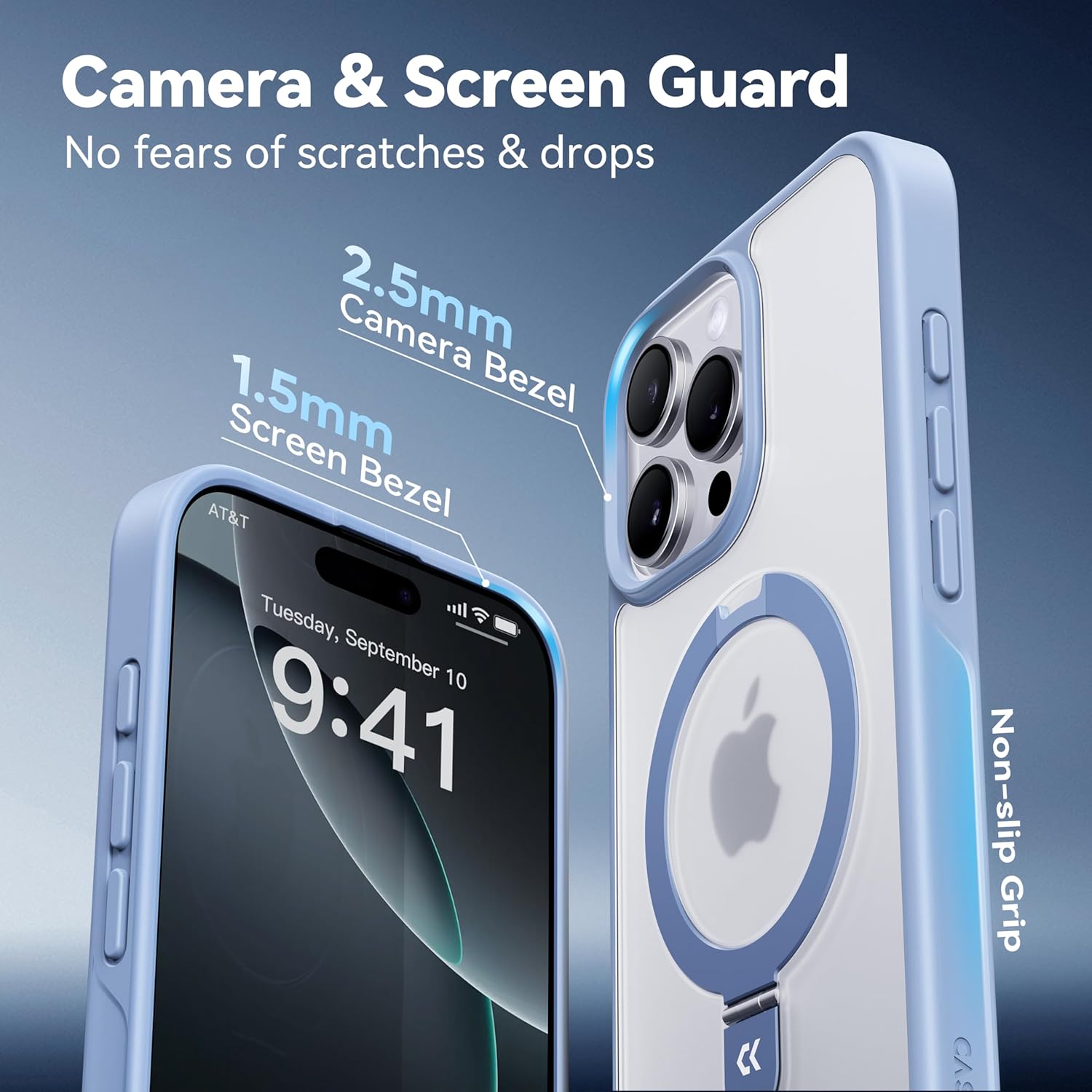 CASEKOO Designed for iPhone 16 Pro Max Case with Magnetic Invisible Stand [Military Drop Protection] [Compatible with MagSafe] Shockproof Slim Translucent Matte Promax Case 6.9 Inch, Light Blue