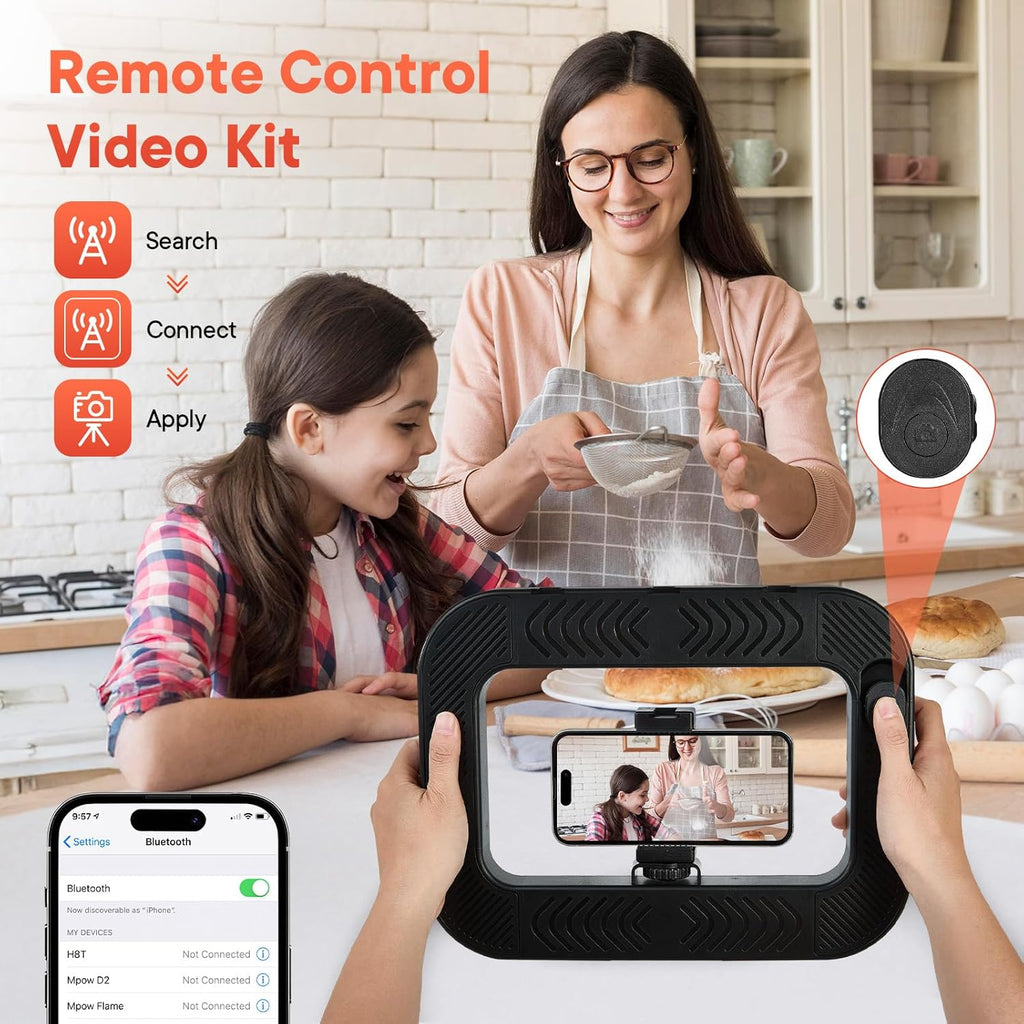 Smartphone Video Rig with Light + Tripod, Handheld LED Ring Light Selfie Light Mobile Video Stabilizer for Cameras, Smartphones, Sports Cameras, YouTube, TikTok, Makeup, Instagram, Vlogging